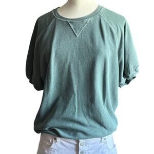 The Great Green Puff Sleeve Sweatshirt Size 1 Short Sleeve Cotton Pullover